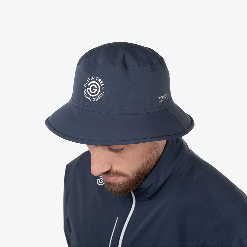 Aiden is a Waterproof golf hat in the color Navy(2)