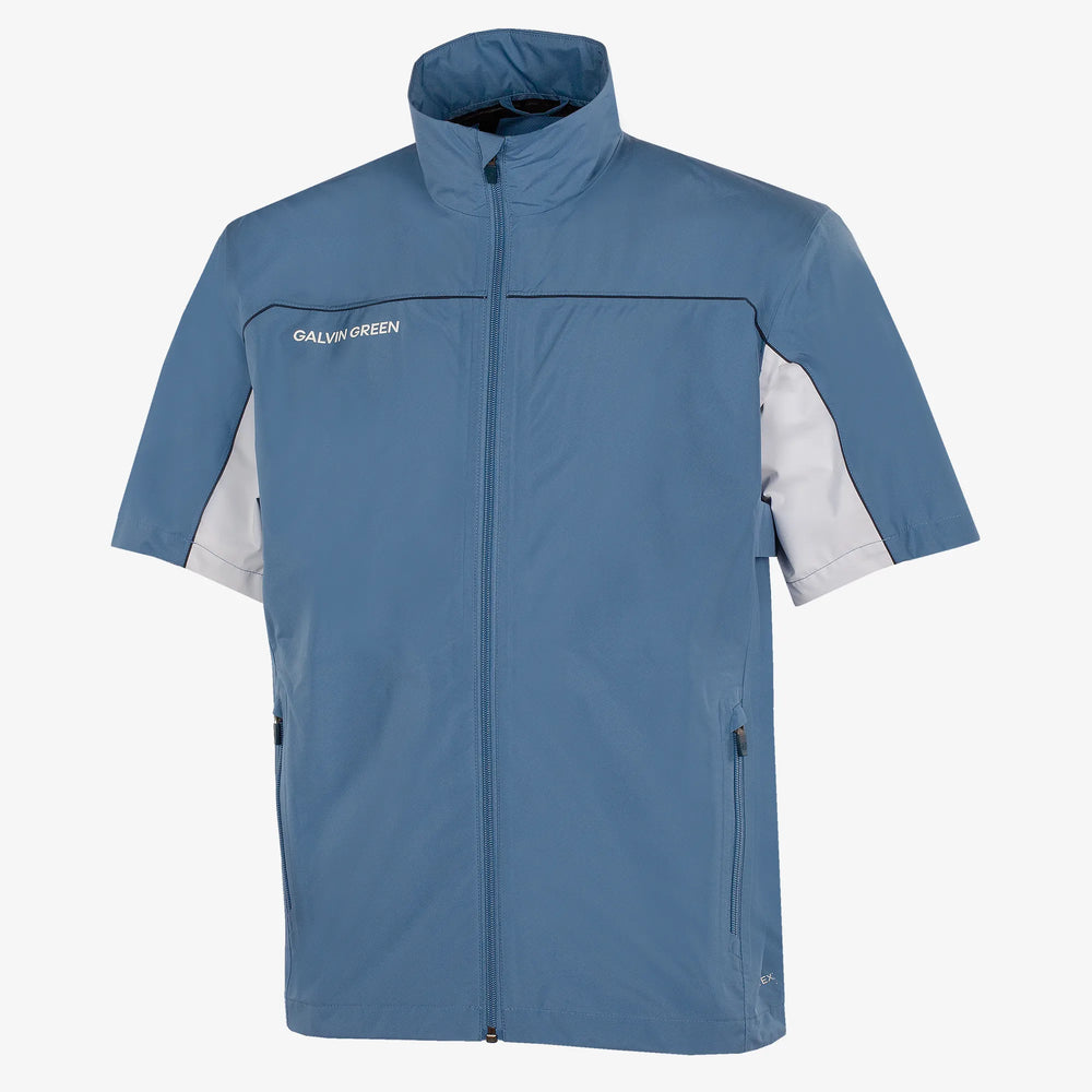 Air is a Waterproof short sleeve golf jacket for Men in the color Moonlight Blue/White(0)