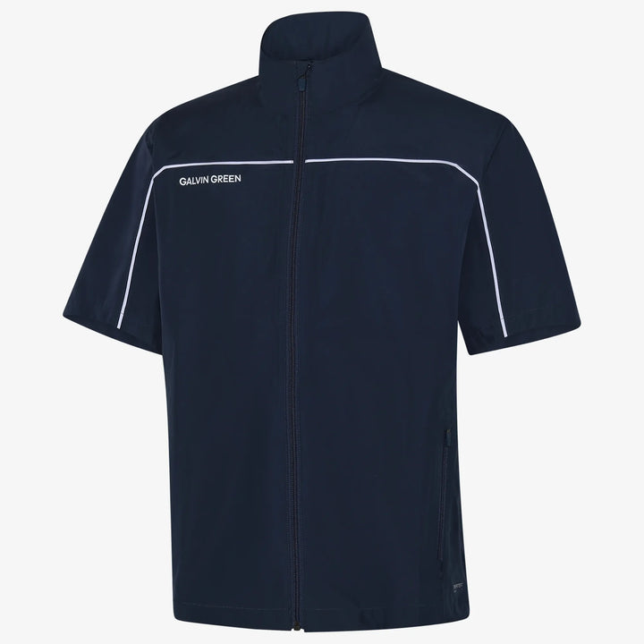 Air is a Waterproof short sleeve golf jacket for Men in the color Navy/White(0)