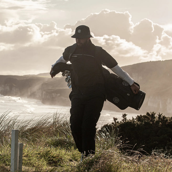 Air is a Waterproof short sleeve golf jacket for Men in the color Black/Forged Iron(9)