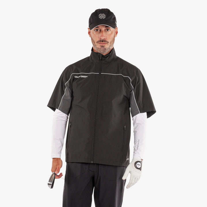 Air is a Waterproof short sleeve golf jacket for Men in the color Black/Forged Iron(1)