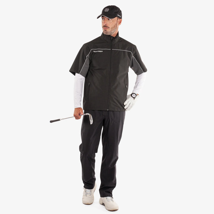 Air is a Waterproof short sleeve golf jacket for Men in the color Black/Forged Iron(2)