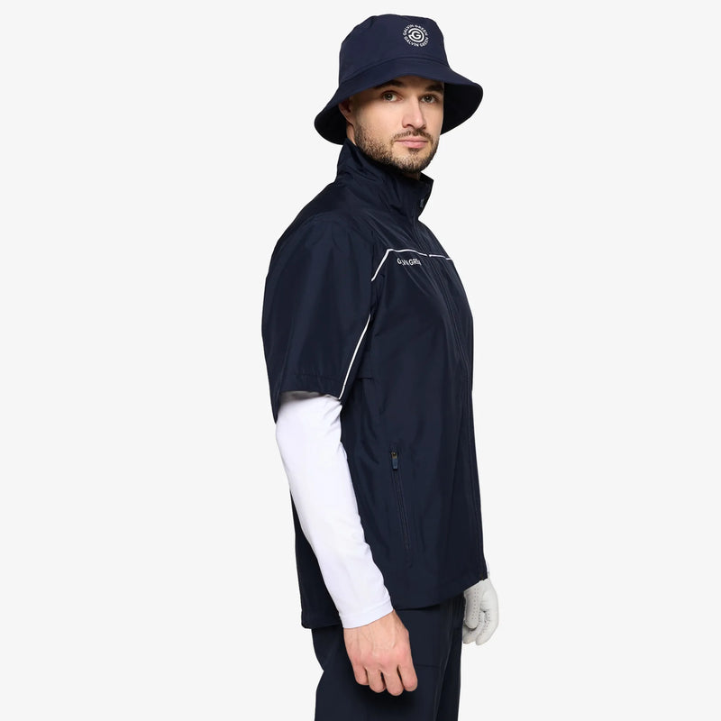 Air is a Waterproof short sleeve golf jacket for Men in the color Navy/White(3)