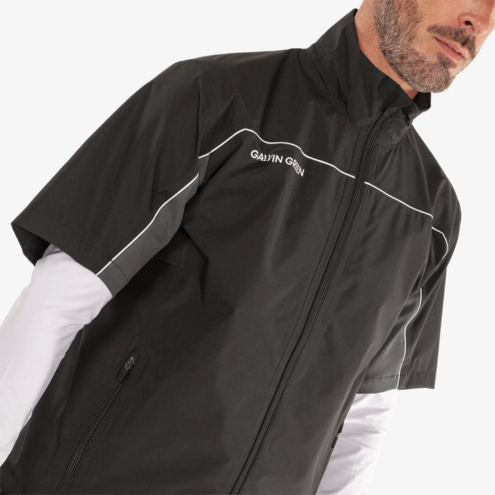 Air is a Waterproof short sleeve golf jacket for Men in the color Black/Forged Iron(3)