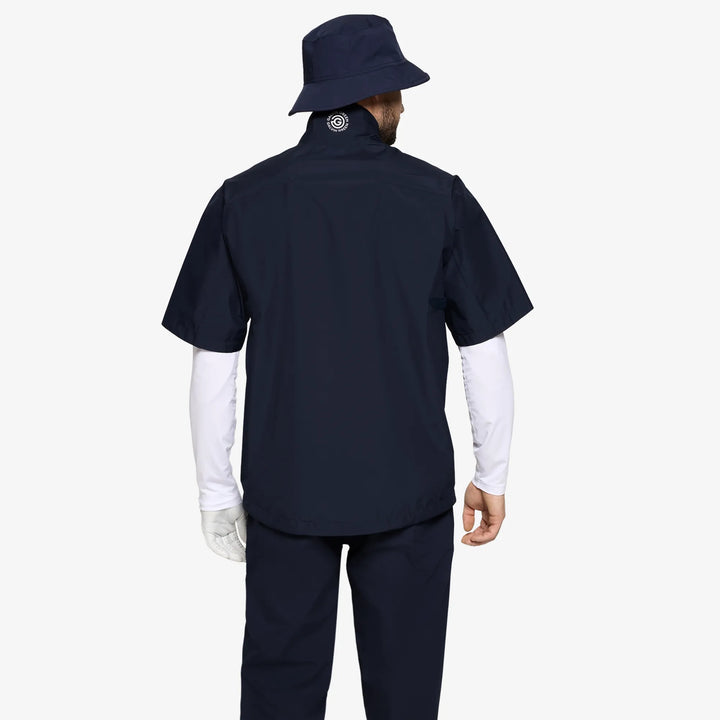 Air is a Waterproof short sleeve golf jacket for Men in the color Navy/White(5)