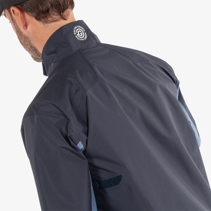 Air is a Waterproof short sleeve golf jacket for Men in the color Navy/Moonlight Blue(6)