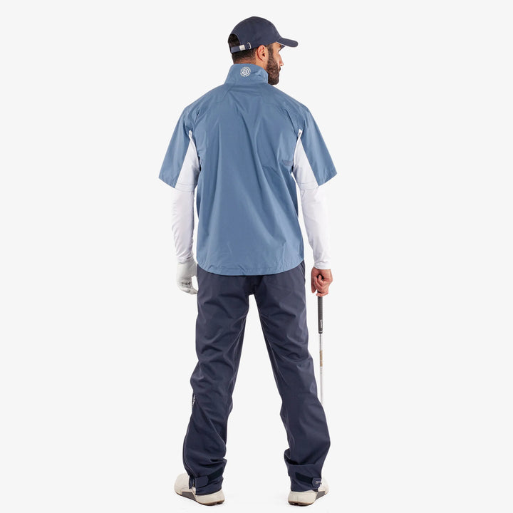 Air is a Waterproof short sleeve golf jacket for Men in the color Moonlight Blue/White(6)
