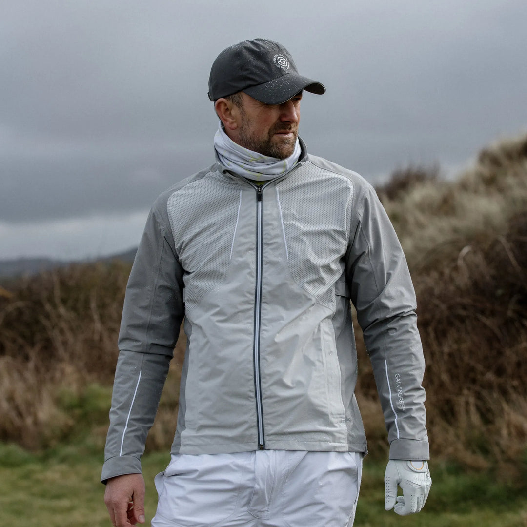 Albert is a Waterproof golf jacket for Men in the color Sharkskin/Cool Grey/White(10)