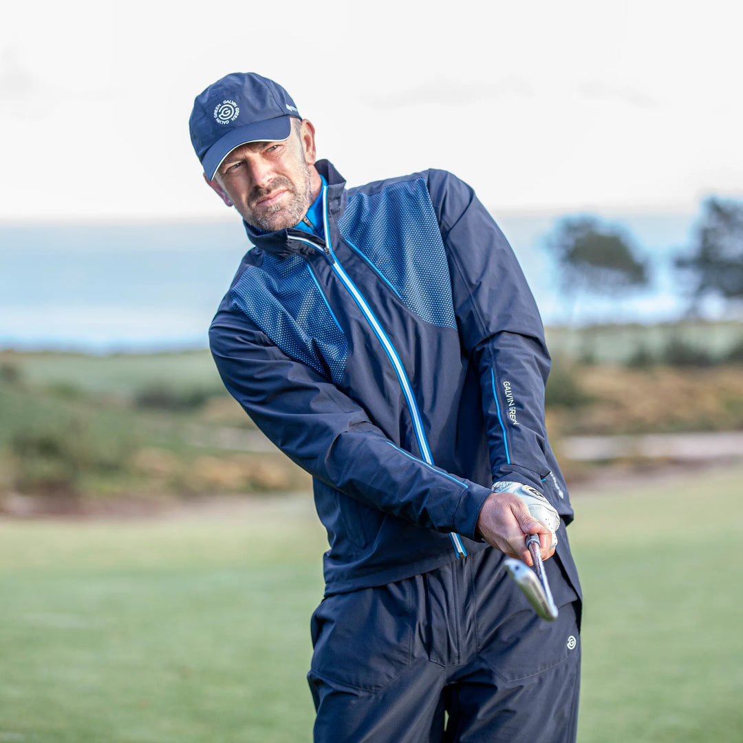 Albert is a Waterproof golf jacket for Men in the color Navy/White/Blue (10)