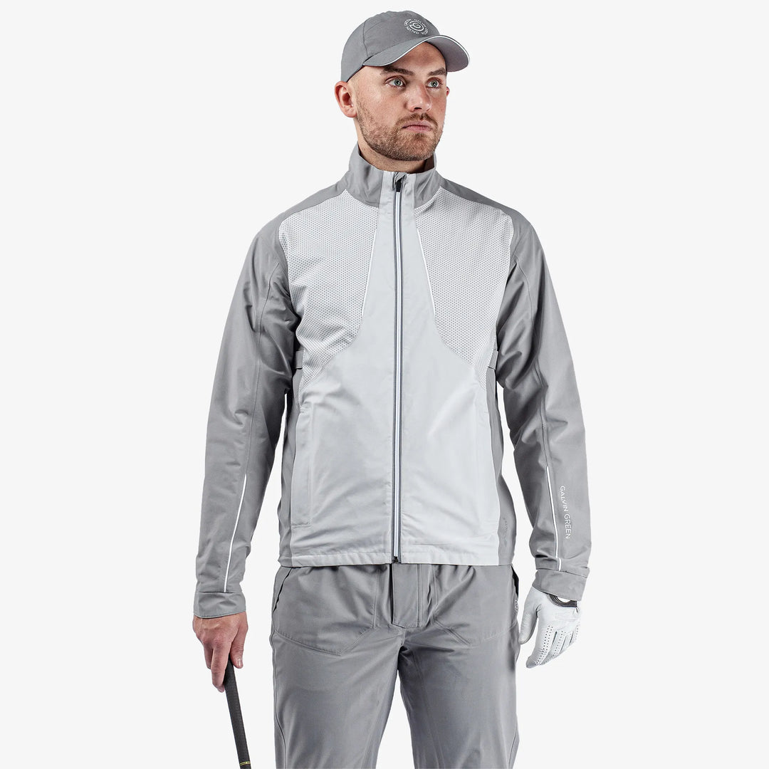 Albert is a Waterproof golf jacket for Men in the color Sharkskin/Cool Grey/White(1)