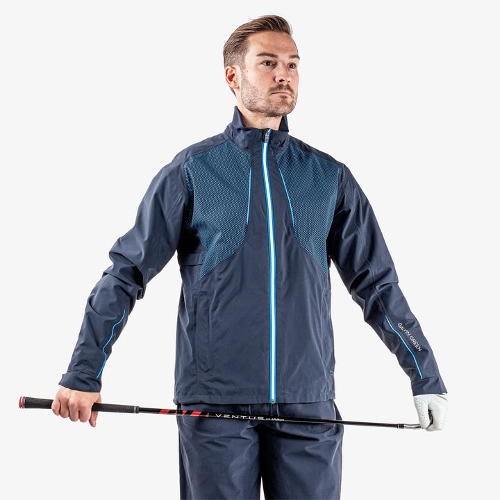 Albert is a Waterproof golf jacket for Men in the color Navy/White/Blue (1)