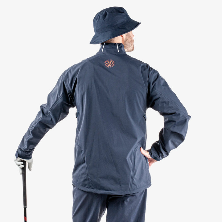 Albert is a Waterproof golf jacket for Men in the color White/Navy/Orange(6)