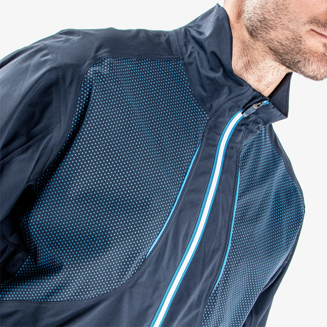 Albert is a Waterproof golf jacket for Men in the color Navy/White/Blue (3)