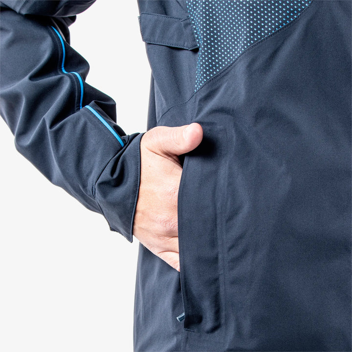 Albert is a Waterproof golf jacket for Men in the color Navy/White/Blue (4)