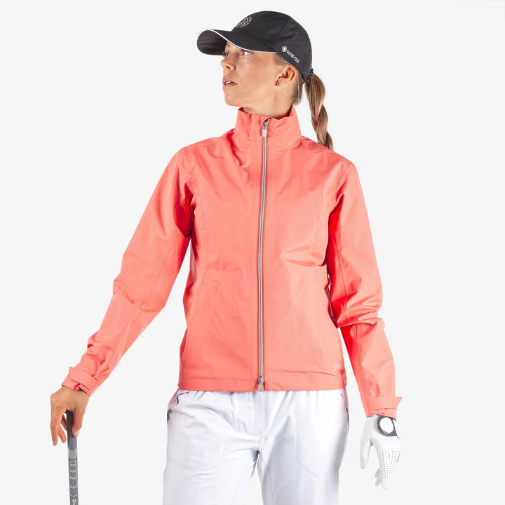 Alice is a Waterproof golf jacket for Women in the color Sugar Coral(1)