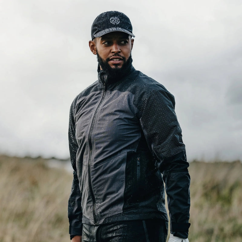 Alister is a Waterproof golf jacket for Men in the color Forged Iron/Black (8)