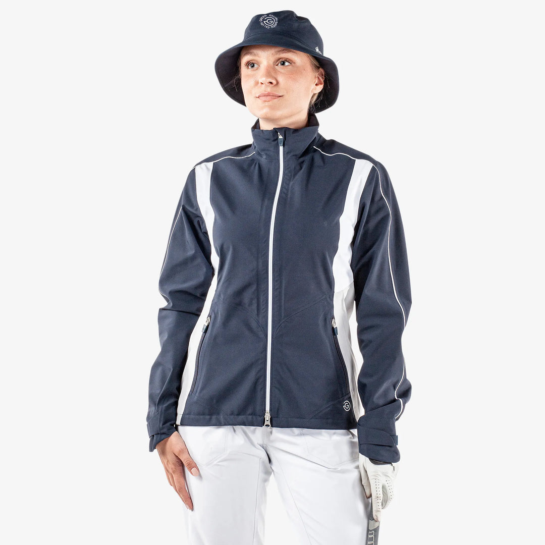 Ally is a Waterproof golf jacket for Women in the color Navy/Cool Grey/White(1)