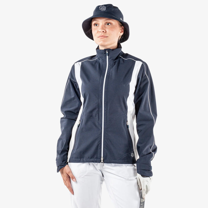 Ally is a Waterproof golf jacket for Women in the color Navy/Cool Grey/White(1)