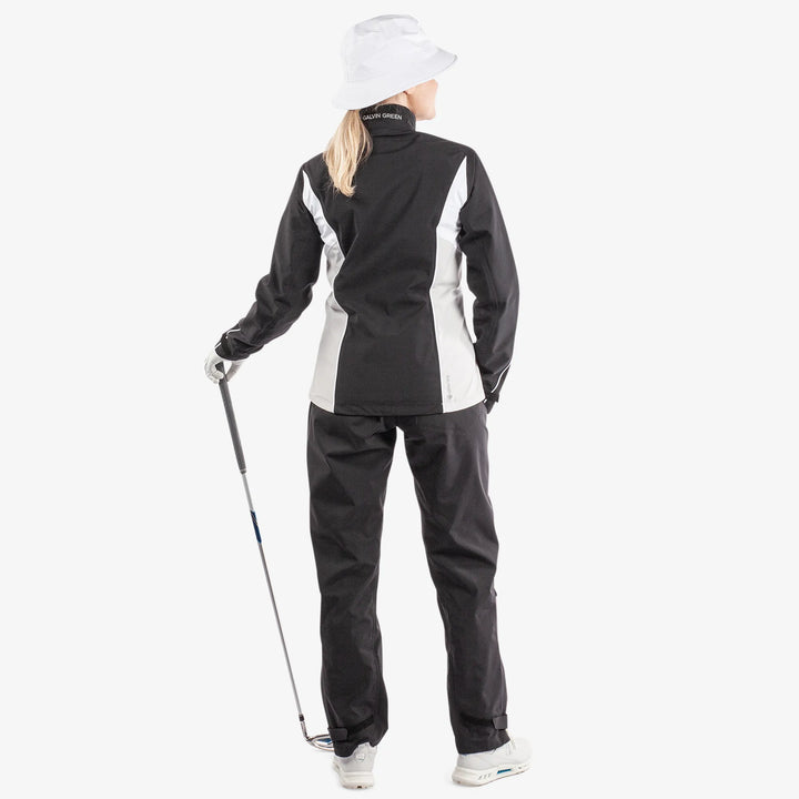 Ally is a Waterproof golf jacket for Women in the color Black/Cool Grey/White(10)