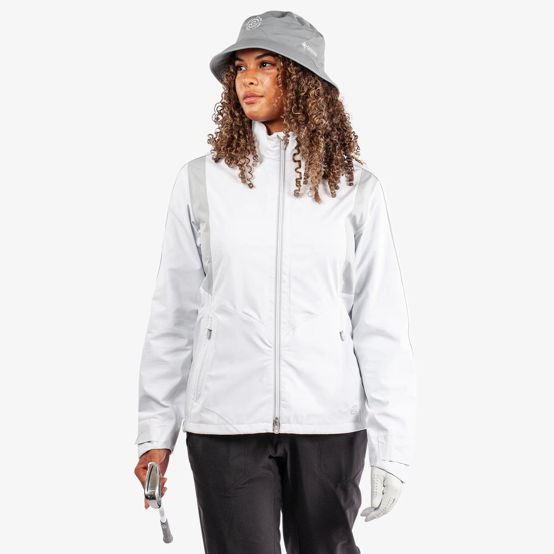 Ally is a Waterproof golf jacket for Women in the color White/Cool Grey(1)