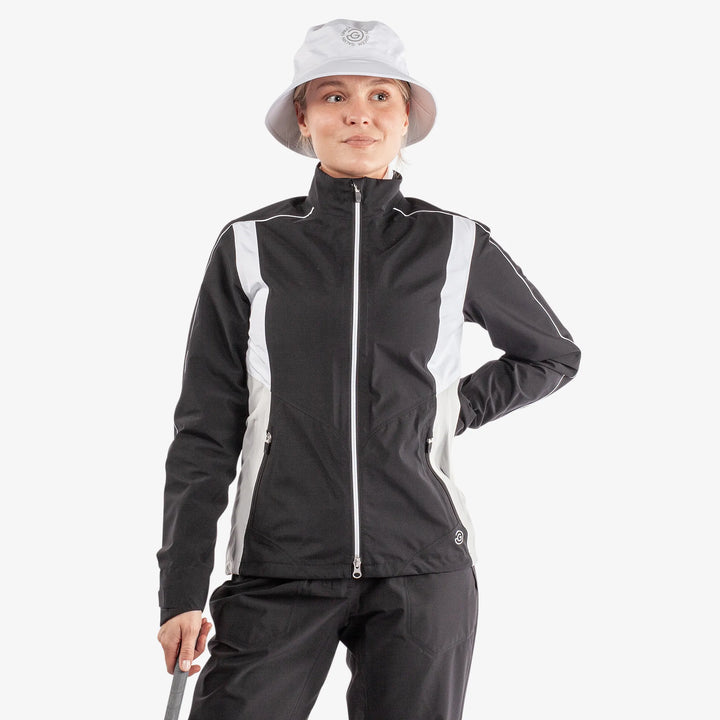 Ally is a Waterproof golf jacket for Women in the color Black/Cool Grey/White(1)