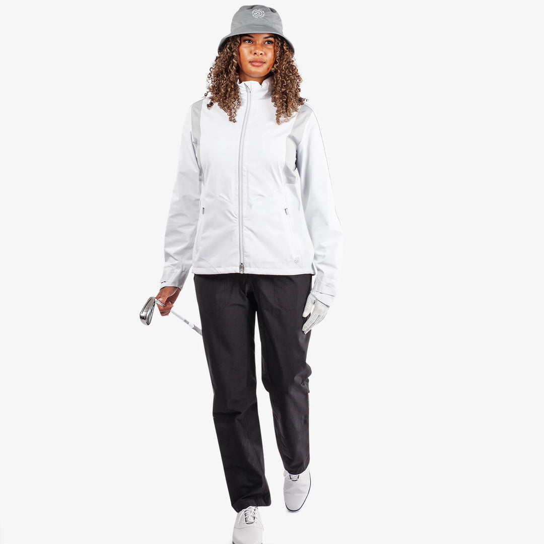 Ally is a Waterproof golf jacket for Women in the color White/Cool Grey(2)