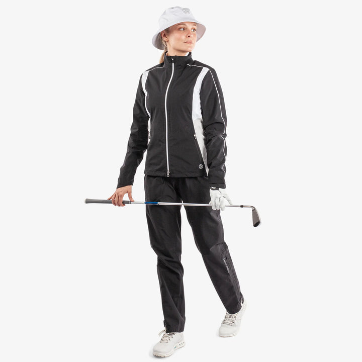 Ally is a Waterproof golf jacket for Women in the color Black/Cool Grey/White(2)