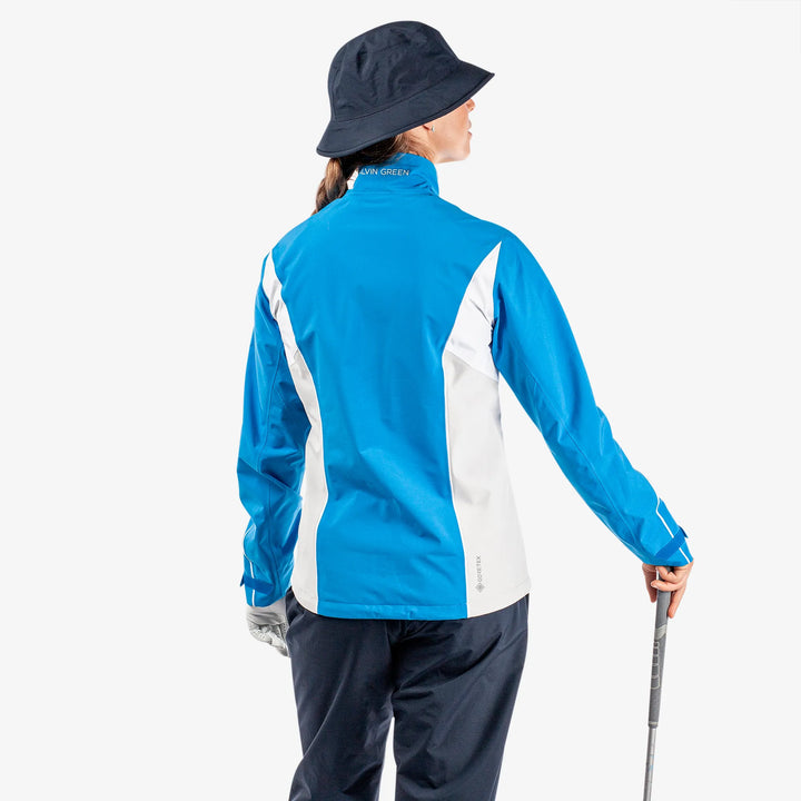 Ally is a Waterproof golf jacket for Women in the color Blue/Cool Grey/White(5)