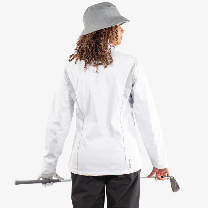 Ally is a Waterproof golf jacket for Women in the color White/Cool Grey(6)