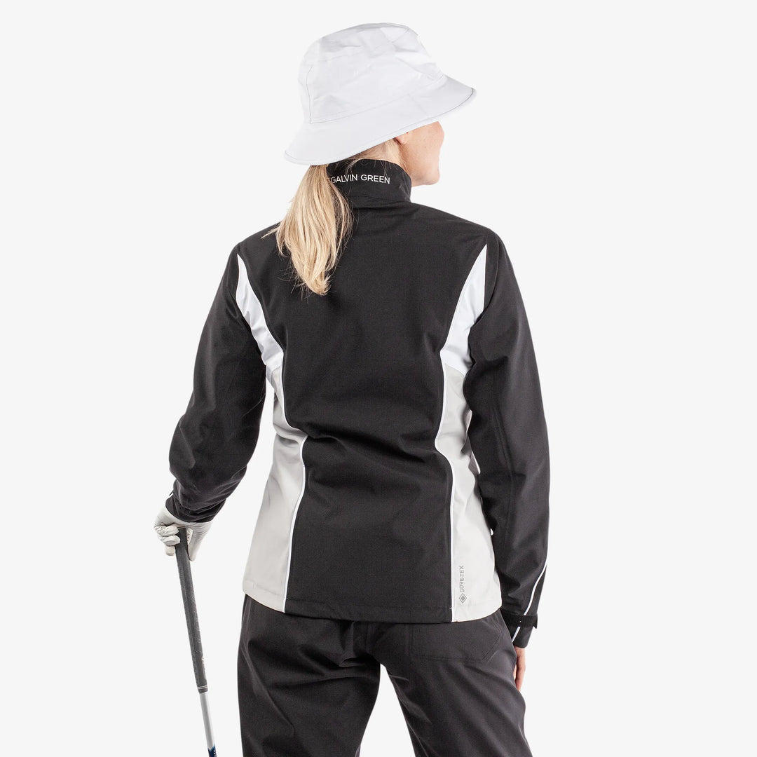 Ally is a Waterproof golf jacket for Women in the color Black/Cool Grey/White(8)