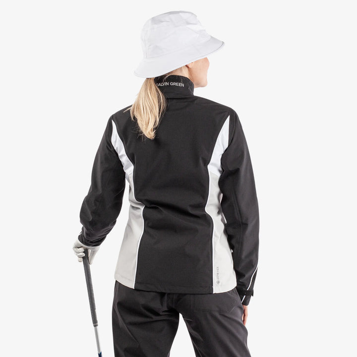 Ally is a Waterproof golf jacket for Women in the color Black/Cool Grey/White(8)