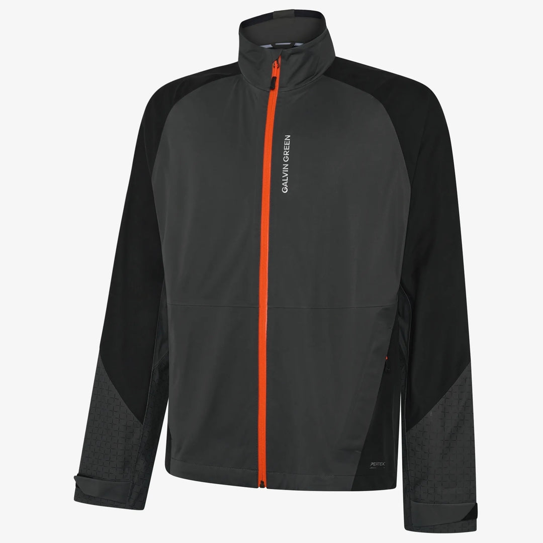 Alonzo is a Waterproof Golf Jacket for Men in the color Black/Forged Iron/White(0)