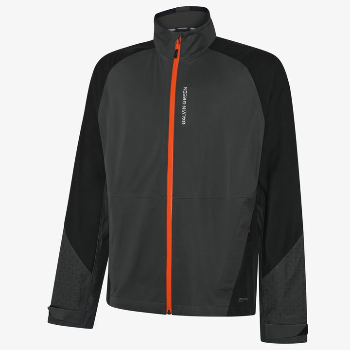 Alonzo is a Waterproof Golf Jacket for Men in the color Black/Forged Iron/White(0)