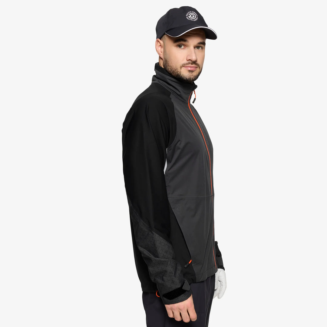 Alonzo is a Waterproof Golf Jacket for Men in the color Black/Forged Iron/White(3)