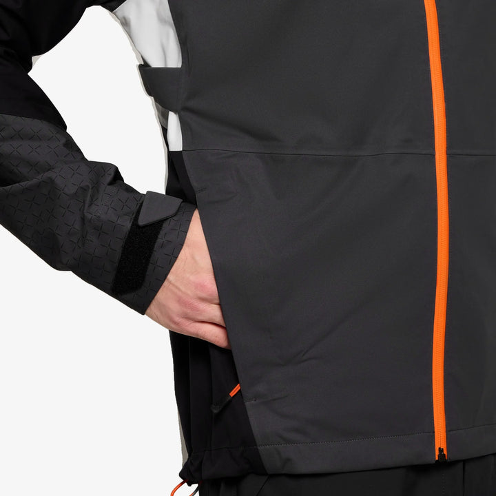 Alonzo is a Waterproof Golf Jacket for Men in the color Black/Forged Iron/White(4)