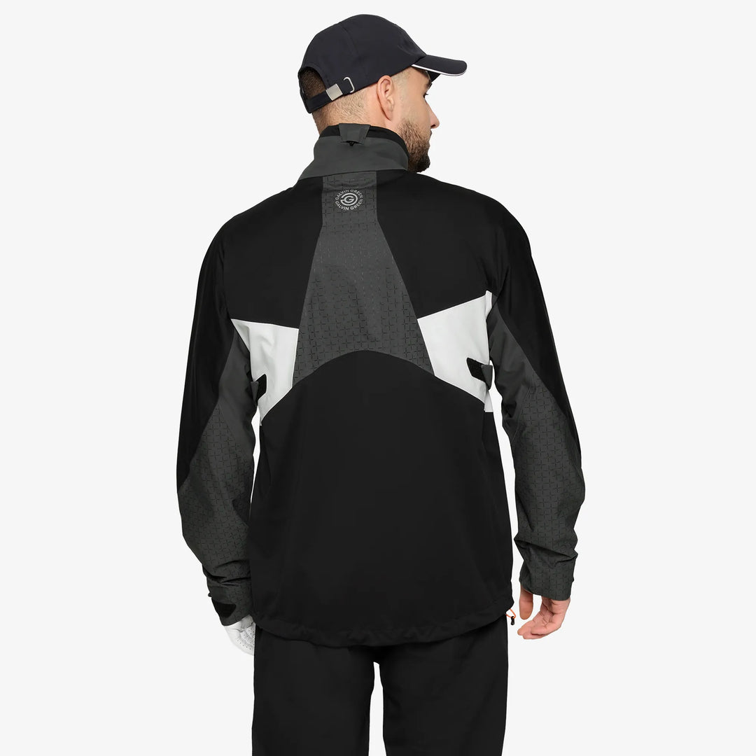 Alonzo is a Waterproof Golf Jacket for Men in the color Black/Forged Iron/White(5)