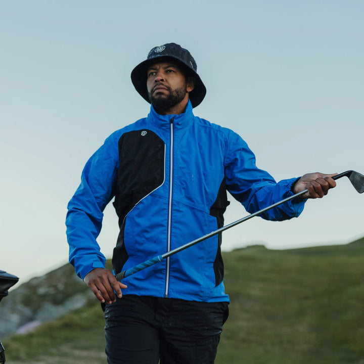 Ames is a Waterproof golf jacket for Men in the color Royal Blue/Black(9)