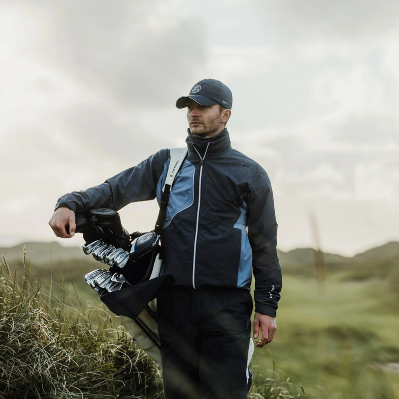 Ames is a Waterproof golf jacket for Men in the color Navy/Moonlight Blue(9)