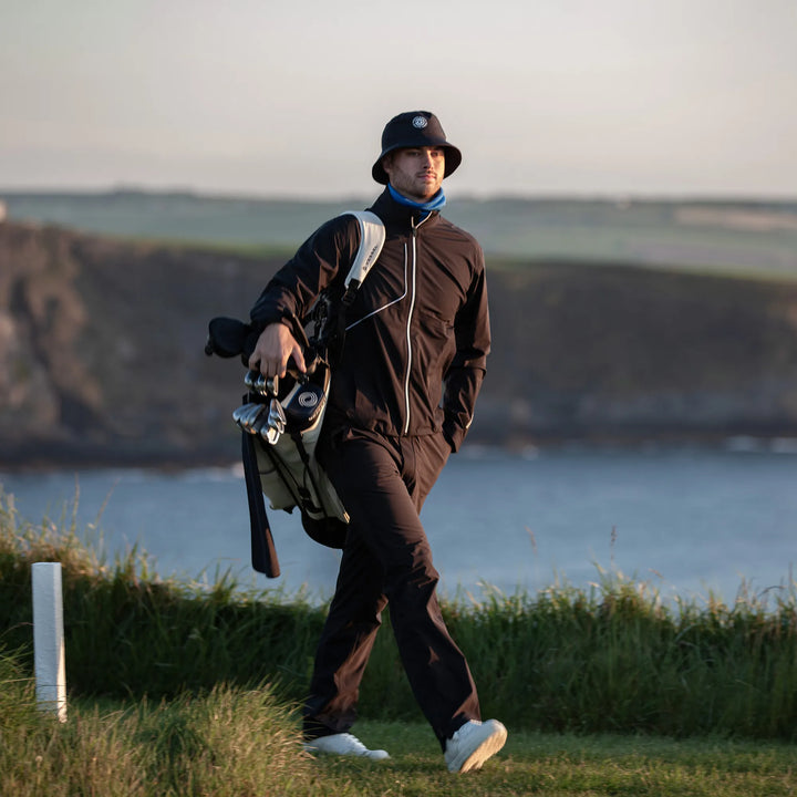 Ames is a Waterproof golf jacket for Men in the color Black/White(10)