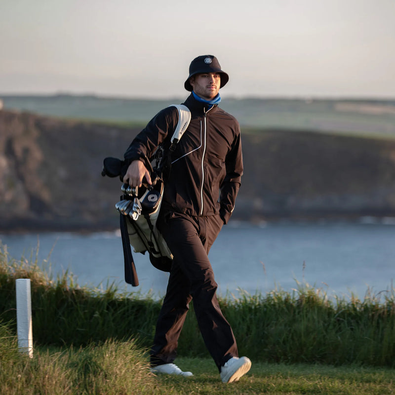 Ames is a Waterproof golf jacket for Men in the color Black/White(10)