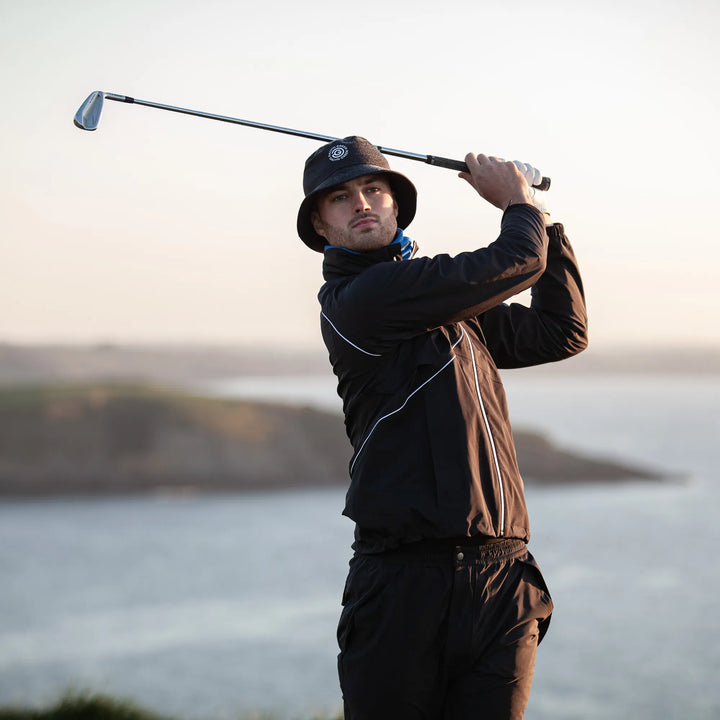 Ames is a Waterproof golf jacket for Men in the color Black/White(11)