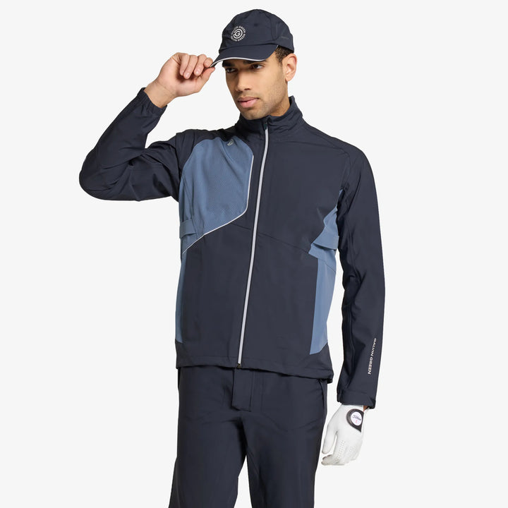 Ames is a Waterproof golf jacket for Men in the color Navy/Moonlight Blue(1)