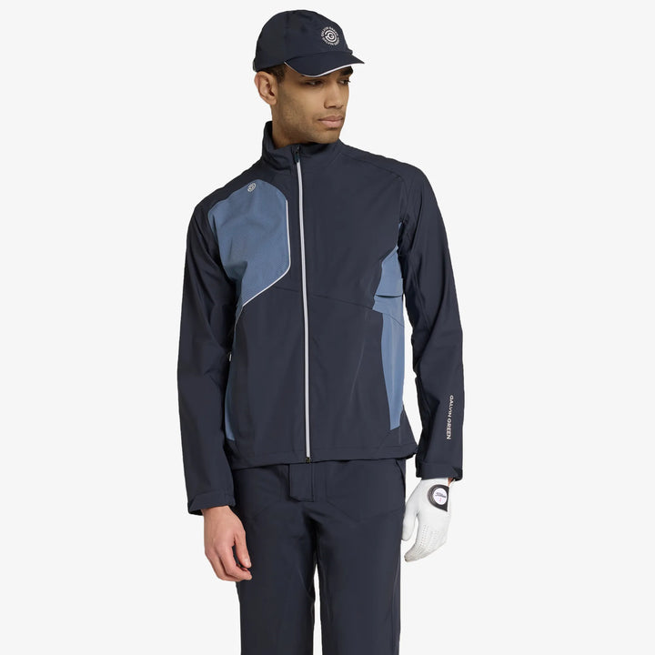 Ames is a Waterproof golf jacket for Men in the color Navy/Moonlight Blue(2)