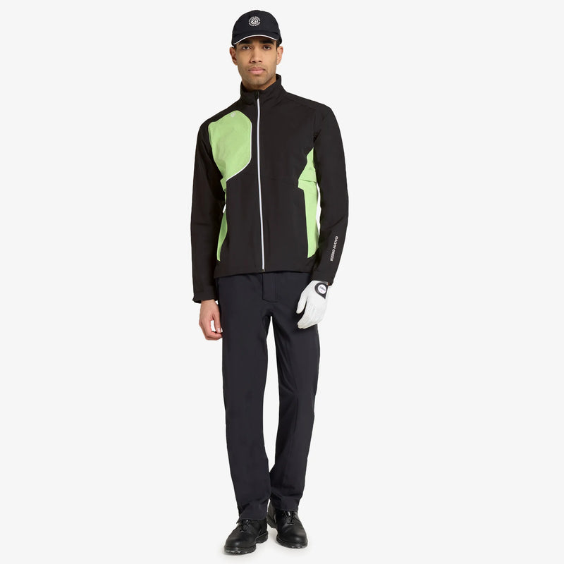Ames is a Waterproof golf jacket for Men in the color Black/Fresh Green(2)