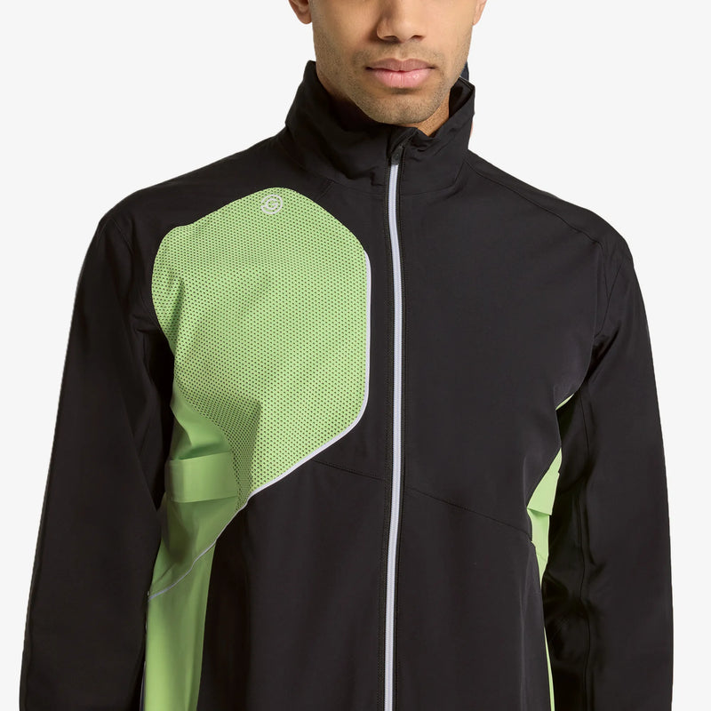 Ames is a Waterproof golf jacket for Men in the color Black/Fresh Green(3)
