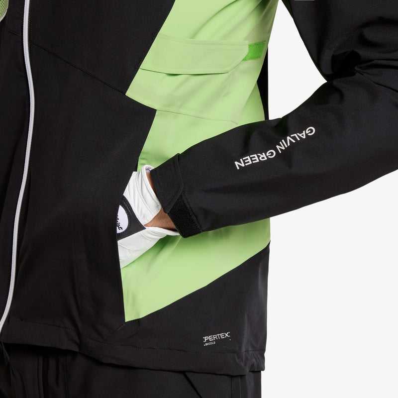 Ames is a Waterproof golf jacket for Men in the color Black/Fresh Green(4)