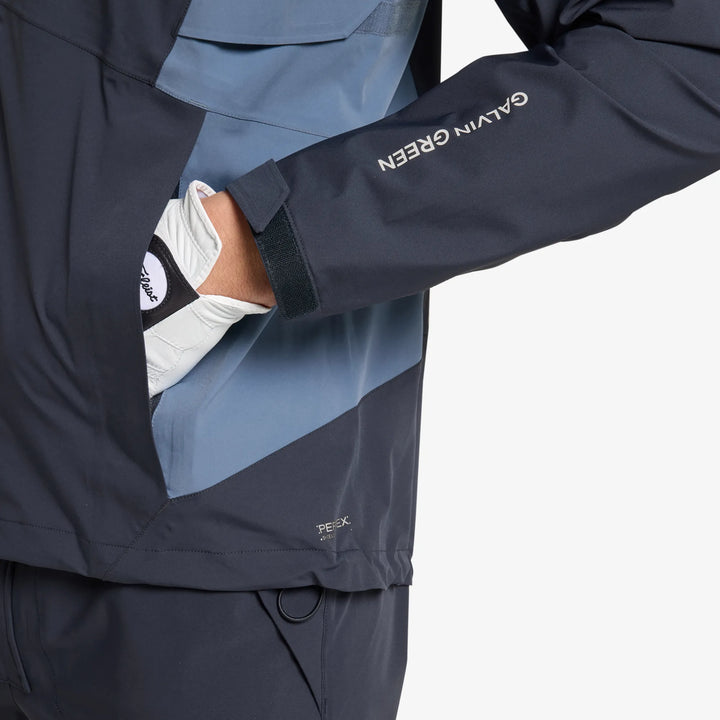 Ames is a Waterproof golf jacket for Men in the color Navy/Moonlight Blue(5)