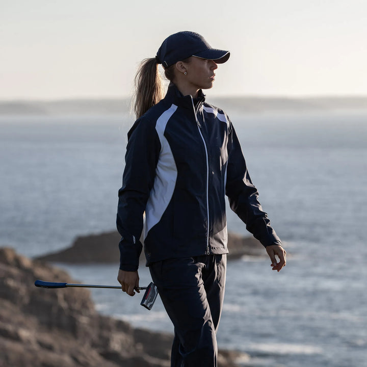 Amy is a Waterproof golf jacket for Women in the color Navy/White(8)
