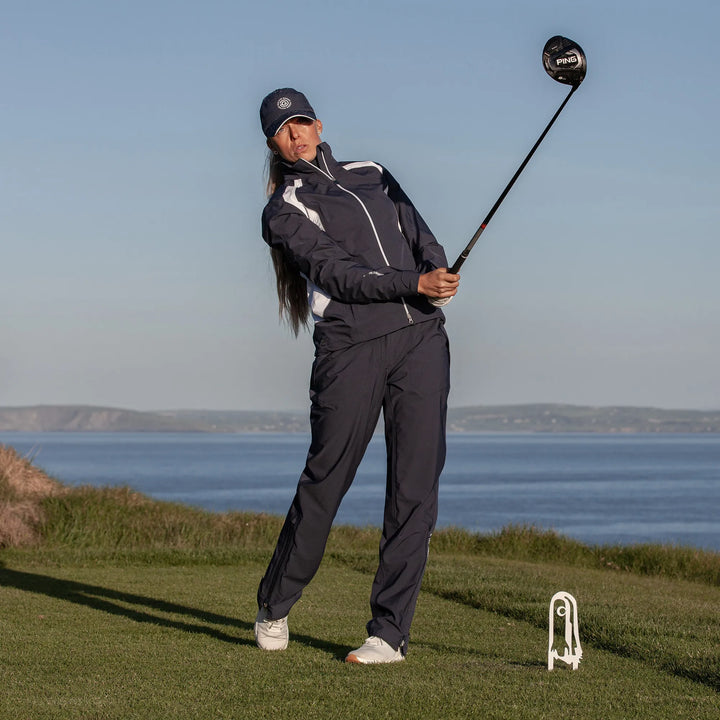 Amy is a Waterproof golf jacket for Women in the color Navy/White(9)