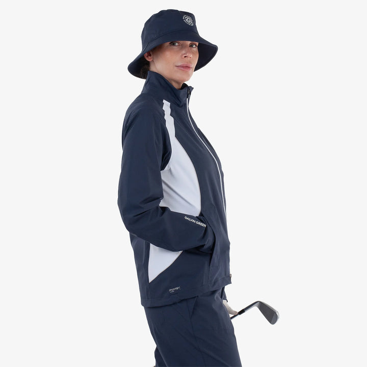 Amy is a Waterproof golf jacket for Women in the color Navy/White(3)